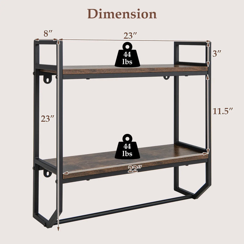 Over the Toilet Shelf Wall Mounted with Metal Frame for Bathroom by DirectDeals