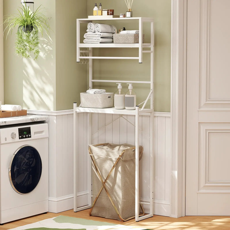Over the Toilet Storage Rack 3-Tier Over Toilet Bathroom Organizer with Towel Holder-White by DirectDeals