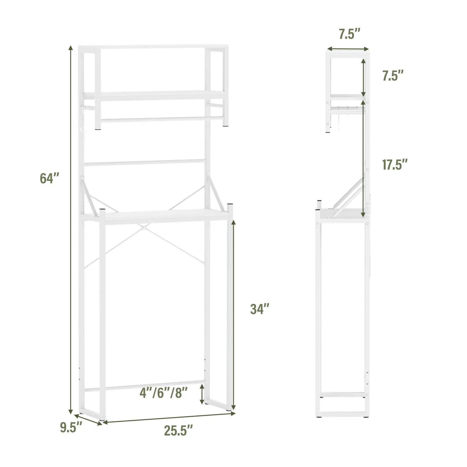 Over the Toilet Storage Rack 3-Tier Over Toilet Bathroom Organizer with Towel Holder-White by DirectDeals