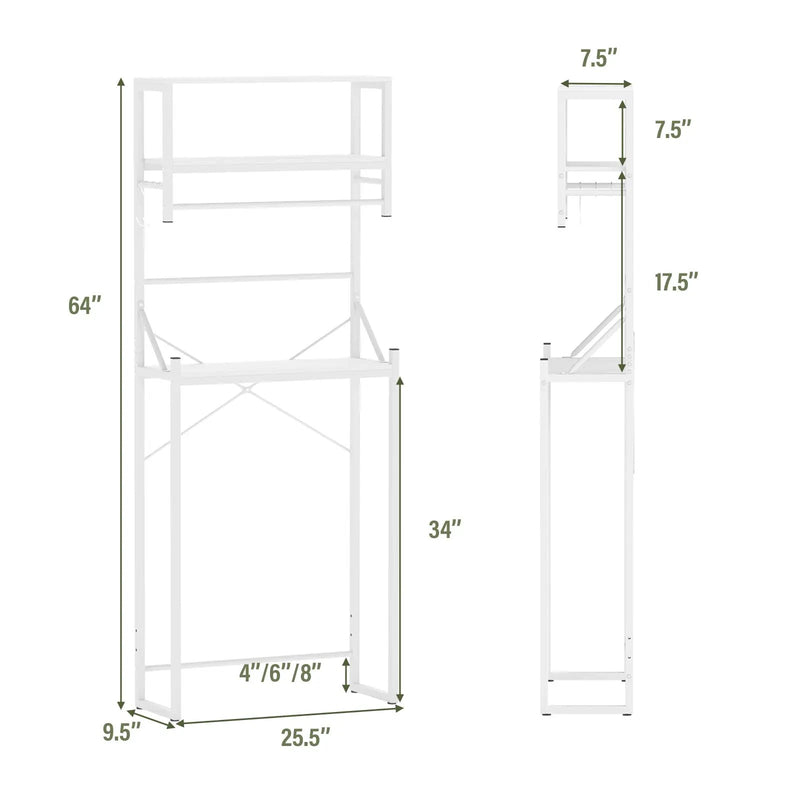 Over the Toilet Storage Rack 3-Tier Over Toilet Bathroom Organizer with Towel Holder-White by DirectDeals
