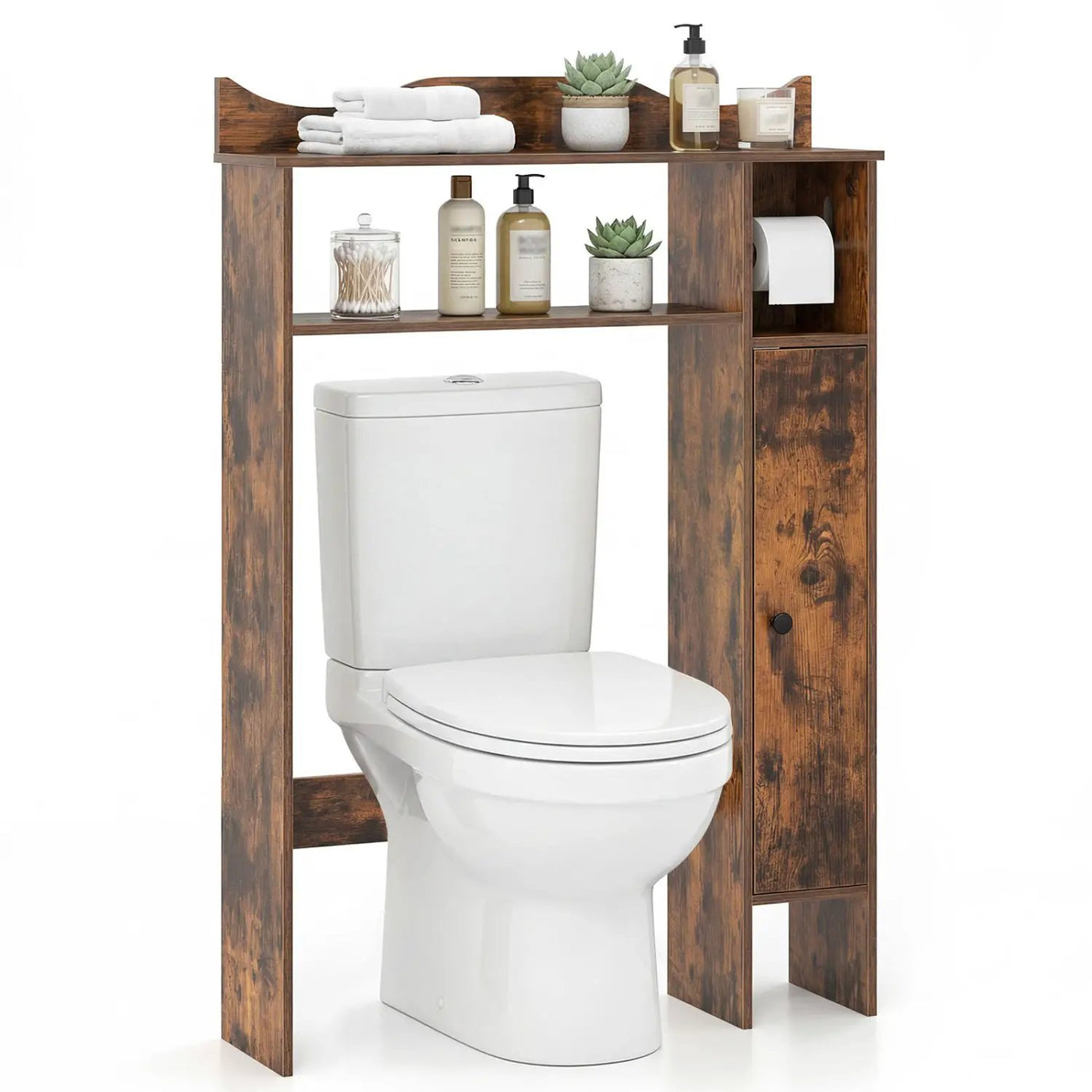 Wood Over the Toilet Bathroom Space Saver with Paper Holder and Shelf by DirectDeals
