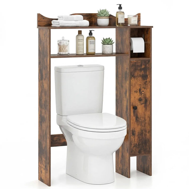 Wood Over the Toilet Bathroom Space Saver with Paper Holder and Shelf by DirectDeals
