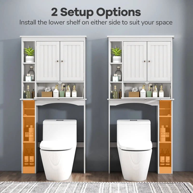 Over the Toilet Storage Cabinet with Adjustable Shelf and Bottom Bar-White by DirectDeals