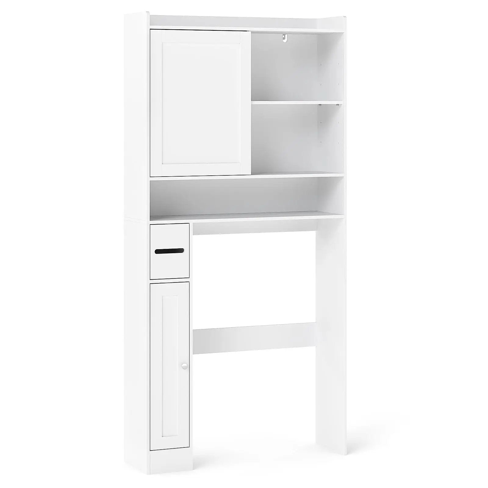 Over-the-Toilet Storage Cabinet Standing Toilet Rack with Sliding Door-White by DirectDeals
