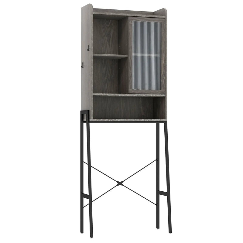 Over the Toilet Storage Cabinet with Sliding Acrylic Door and Adjustable Shelves-Gray by DirectDeals
