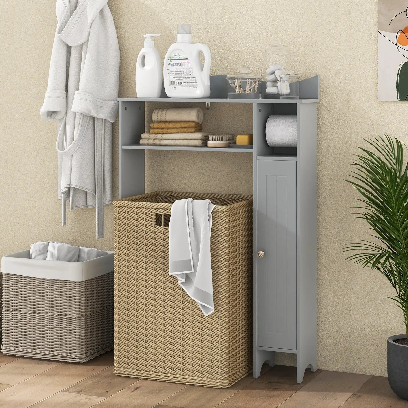 Wood Over the Toilet Bathroom Space Saver with Paper Holder and Shelf by DirectDeals