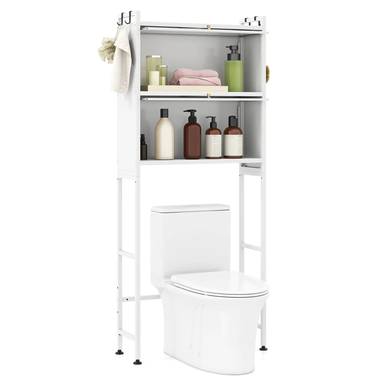 Over-the-toilet Cabinet Bathroom Organizer with 2 Flip-up Cabinets by DirectDeals