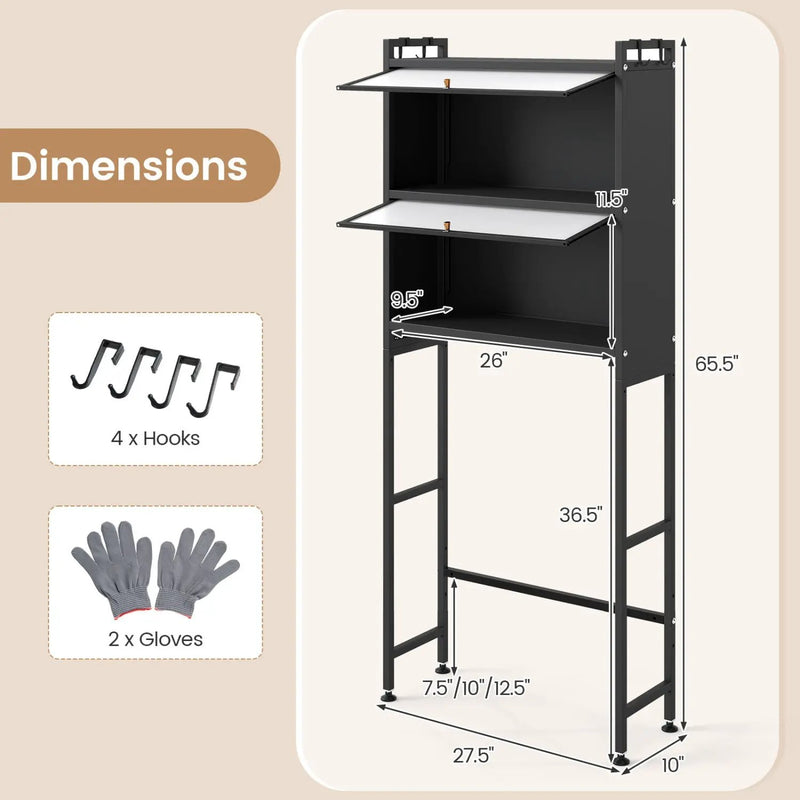 Over-the-toilet Cabinet Bathroom Organizer with 2 Flip-up Cabinets by DirectDeals