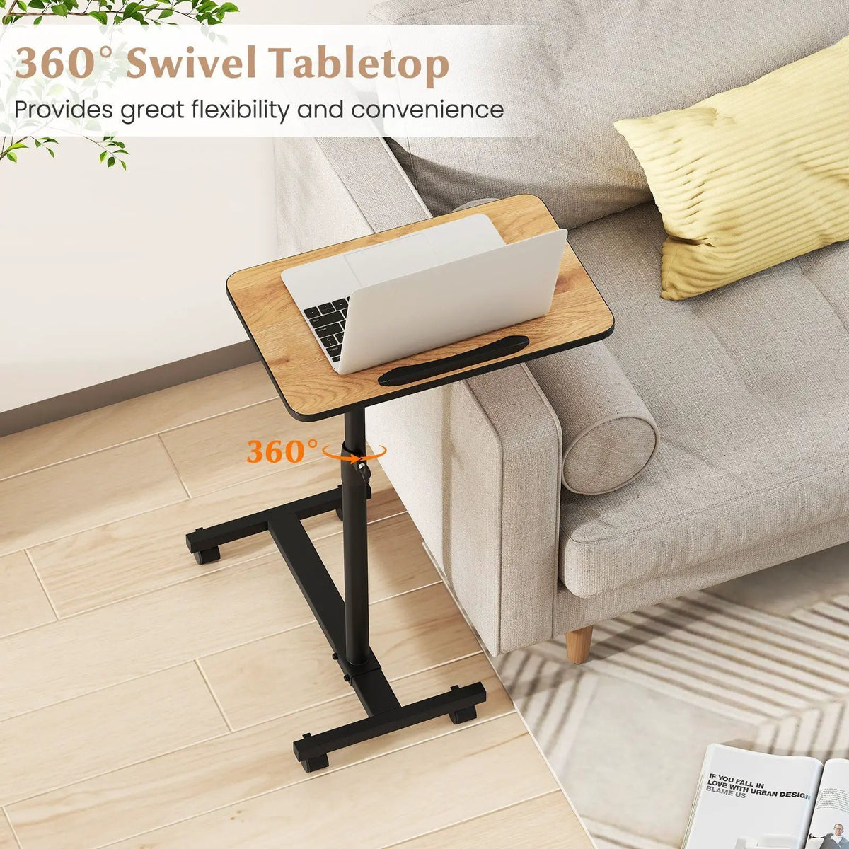Overbed Rolling Food Tray Table by DirectDeals