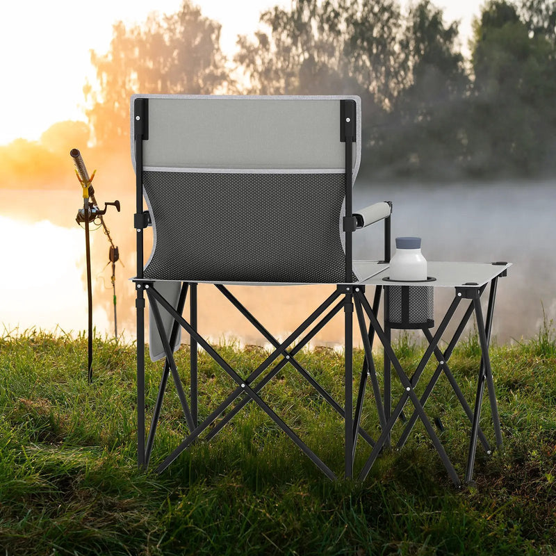 Oversized Camping Chair with Side Table and 2 Storage Pockets by DirectDeals