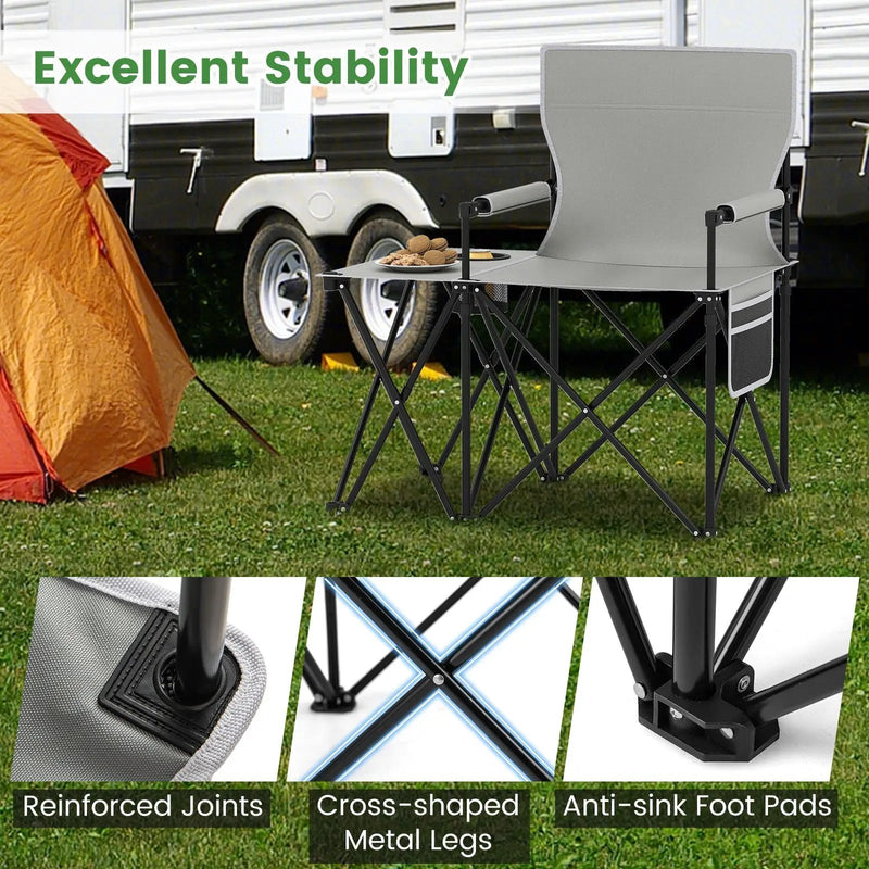 Oversized Camping Chair with Side Table and 2 Storage Pockets by DirectDeals