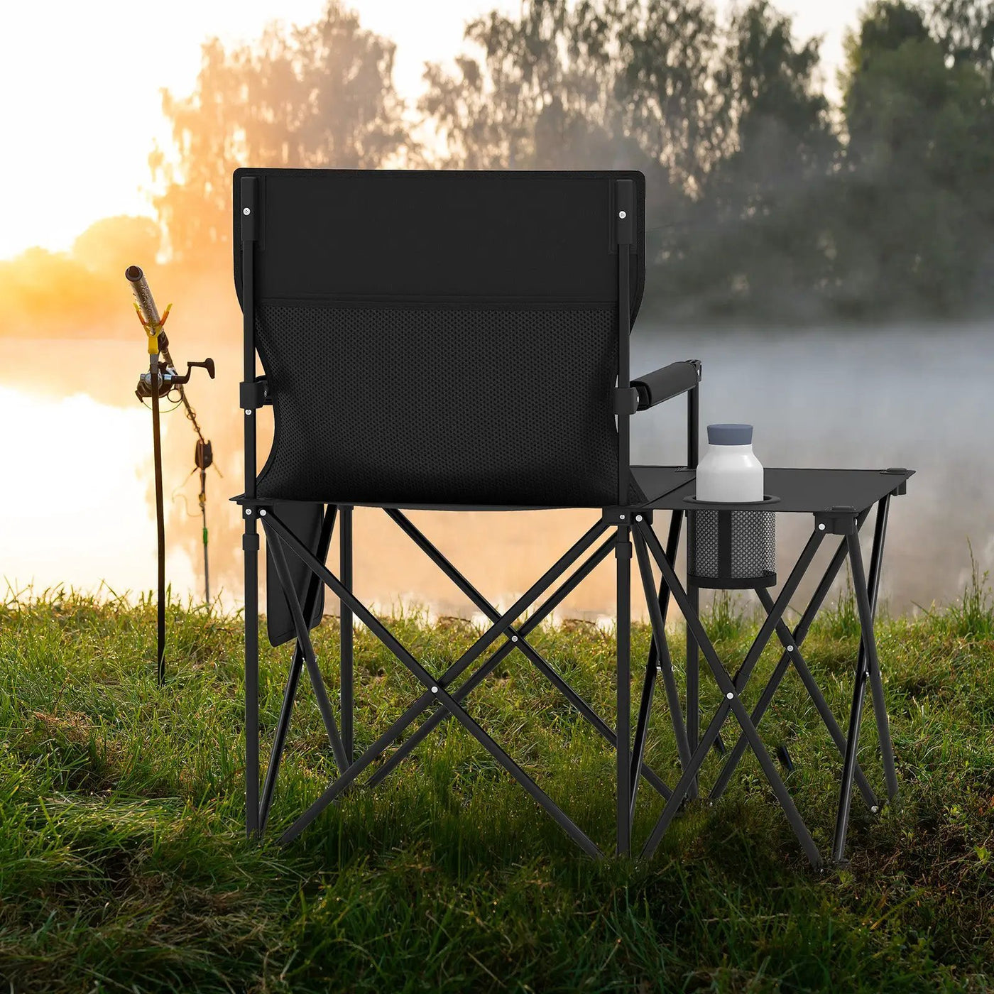 Oversized Camping Chair with Side Table and 2 Storage Pockets by DirectDeals