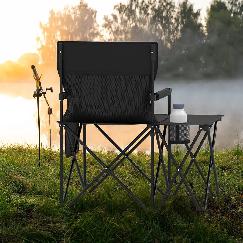 Oversized Camping Chair with Side Table and 2 Storage Pockets by DirectDeals