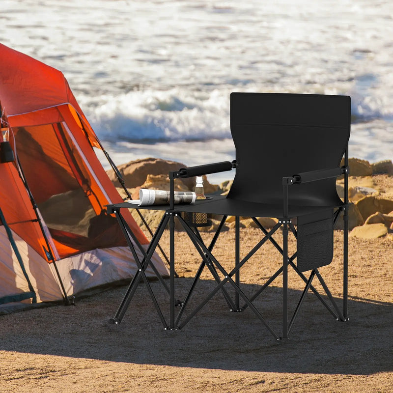 Oversized Camping Chair with Side Table and 2 Storage Pockets by DirectDeals