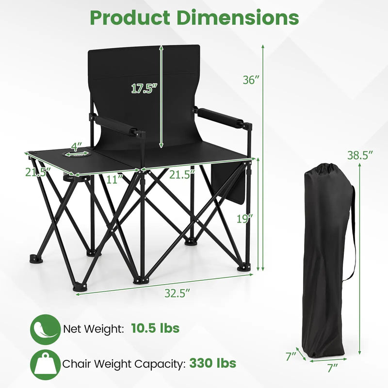 Oversized Camping Chair with Side Table and 2 Storage Pockets by DirectDeals