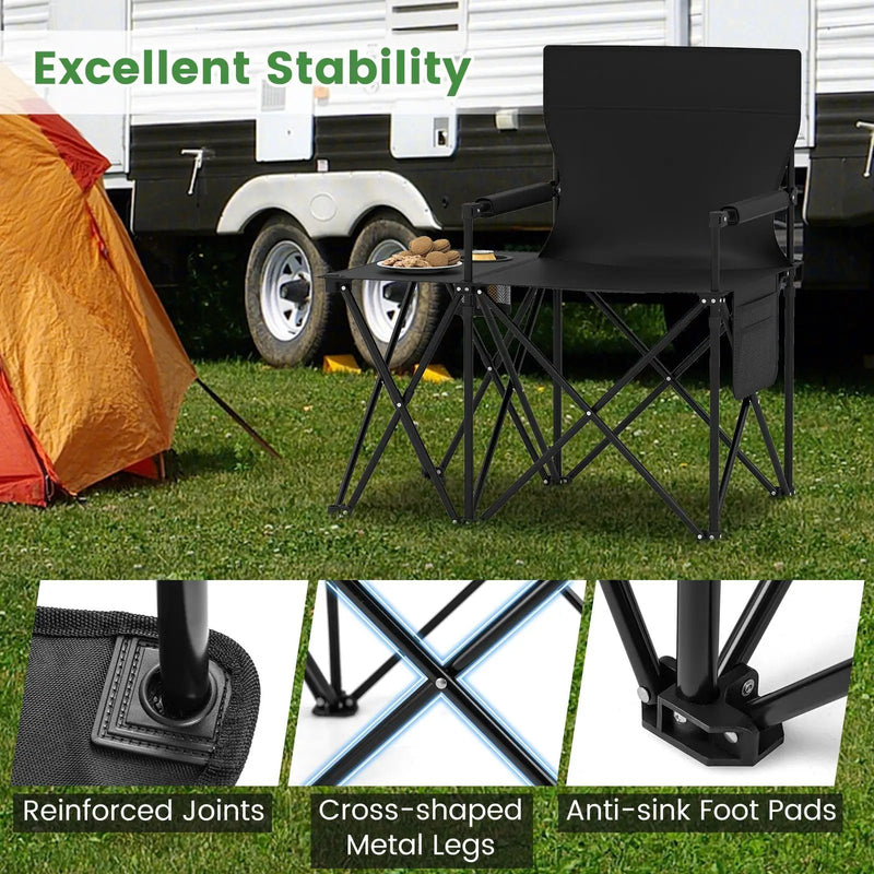 Oversized Camping Chair with Side Table and 2 Storage Pockets by DirectDeals