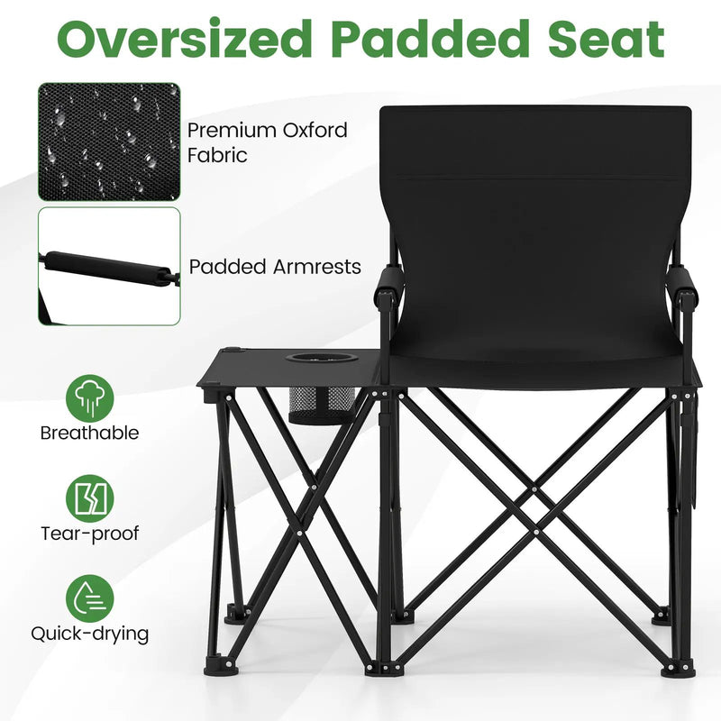 Oversized Camping Chair with Side Table and 2 Storage Pockets by DirectDeals