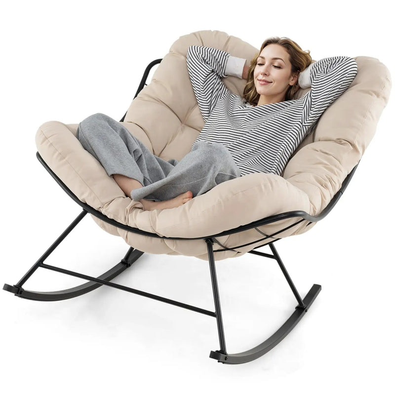 Oversized Egg Papasan Chair with Padded Cushion for Porch by DirectDeals