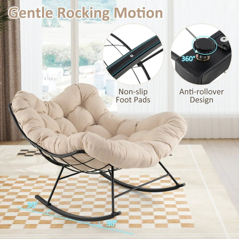 Oversized Egg Papasan Chair with Padded Cushion for Porch by DirectDeals