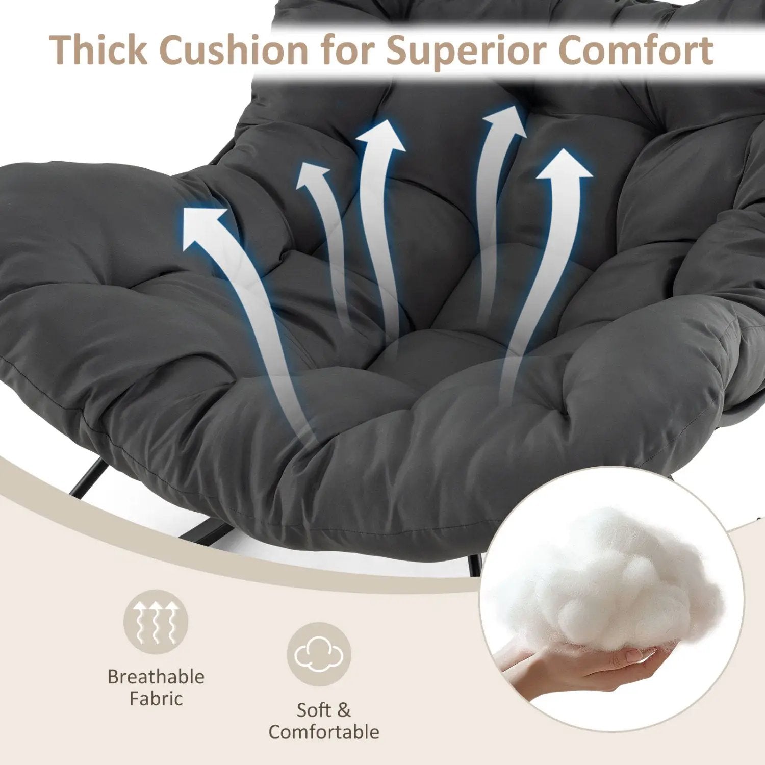 Oversized Egg Papasan Chair with Padded Cushion for Porch by DirectDeals