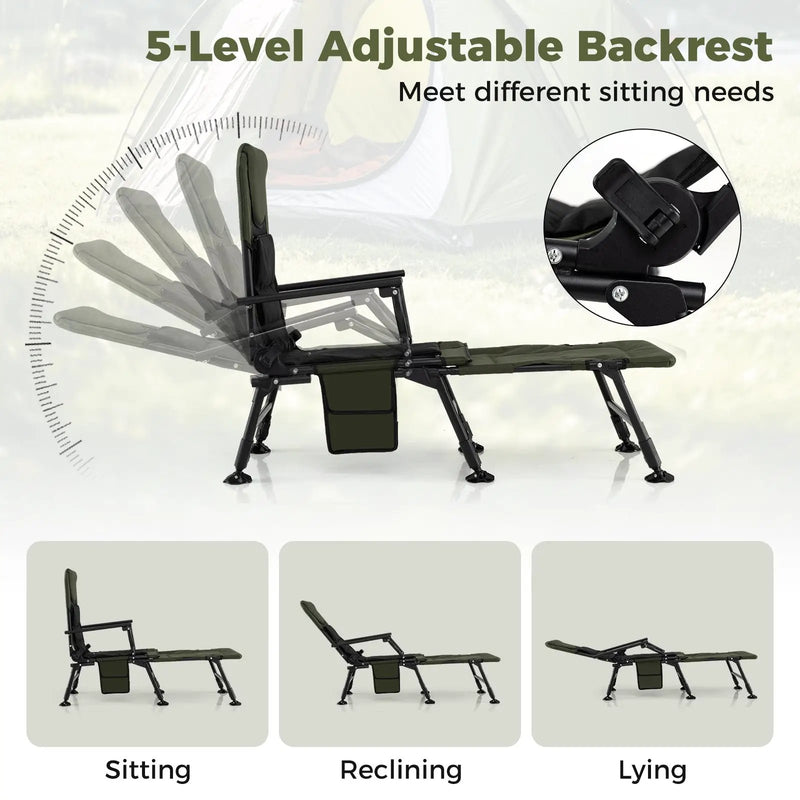 Oversized Foldable Fishing Chair with Detachable Footrest-Green by DirectDeals