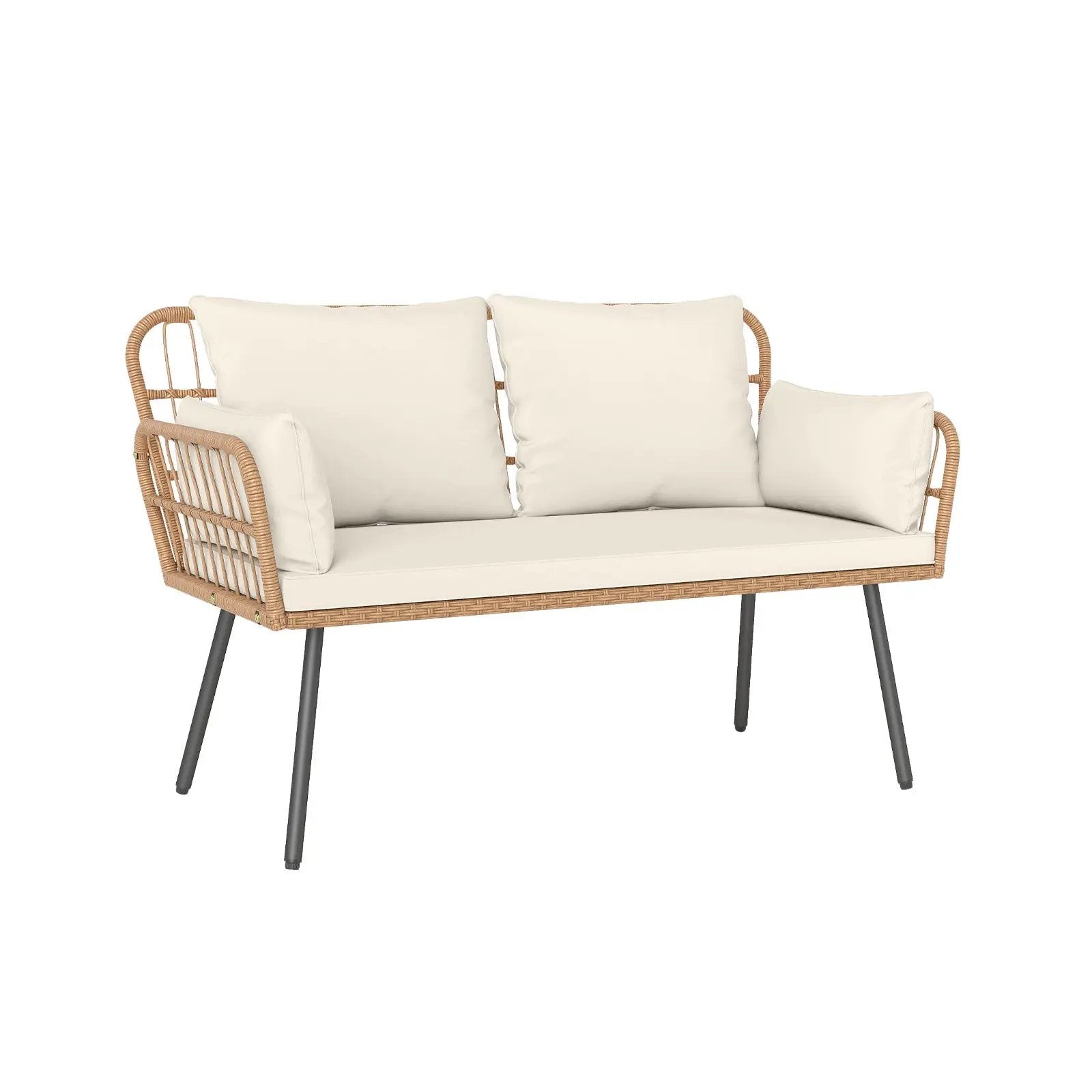 Oversized Rattan Egg Lounge Chair & 2-Seat Rattan Sofa with Cushions by DirectDeals