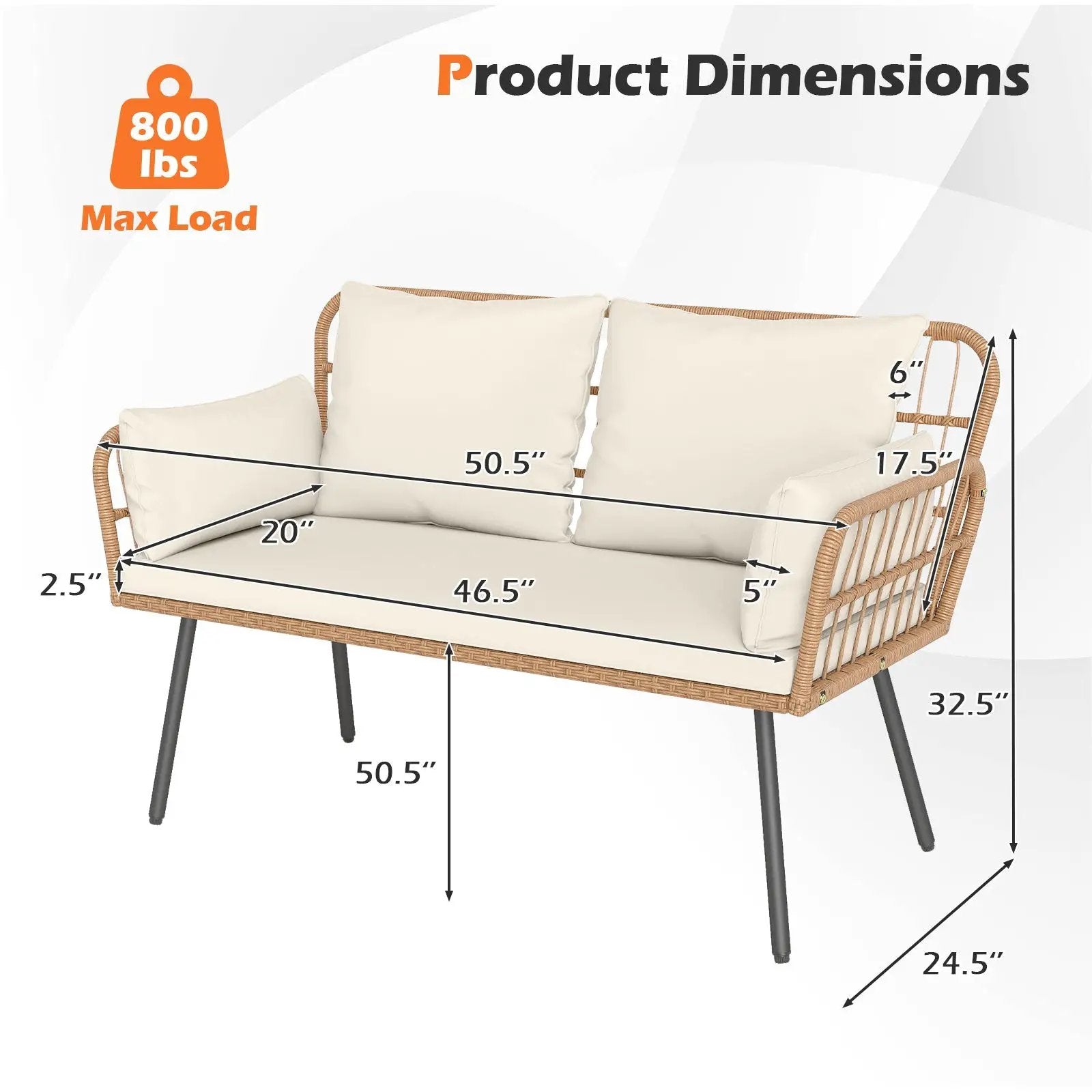 Oversized Rattan Egg Lounge Chair & 2-Seat Rattan Sofa with Cushions by DirectDeals