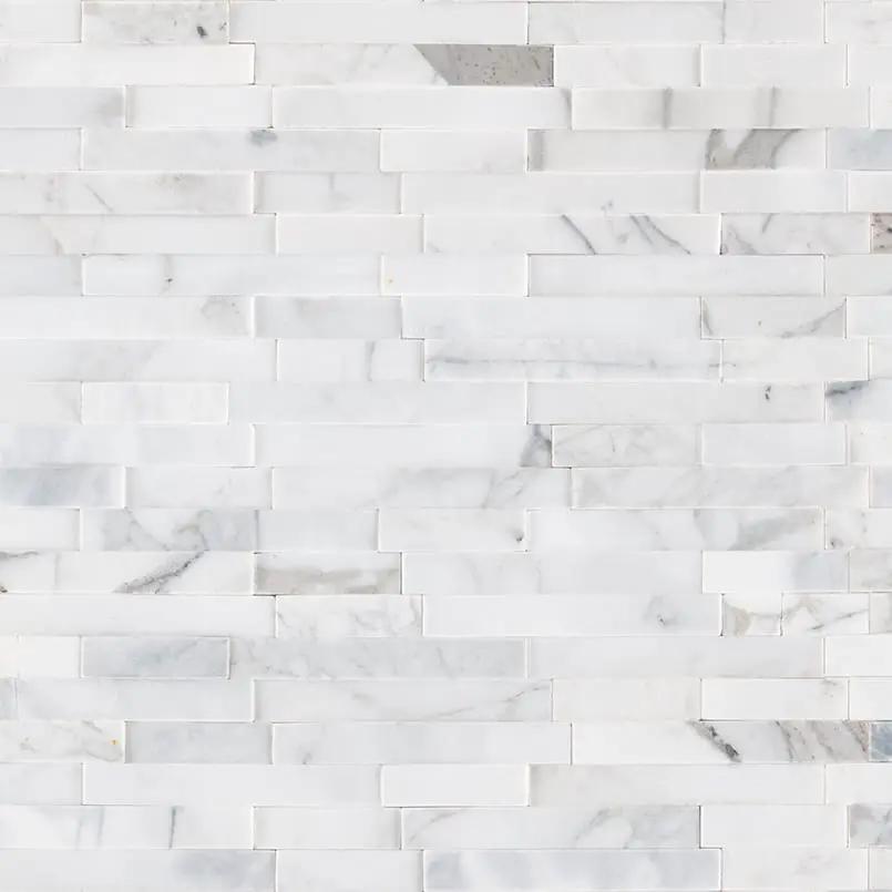 Calacatta Marbella Peel And Stick Honed Pattern Marble Mosaics close up