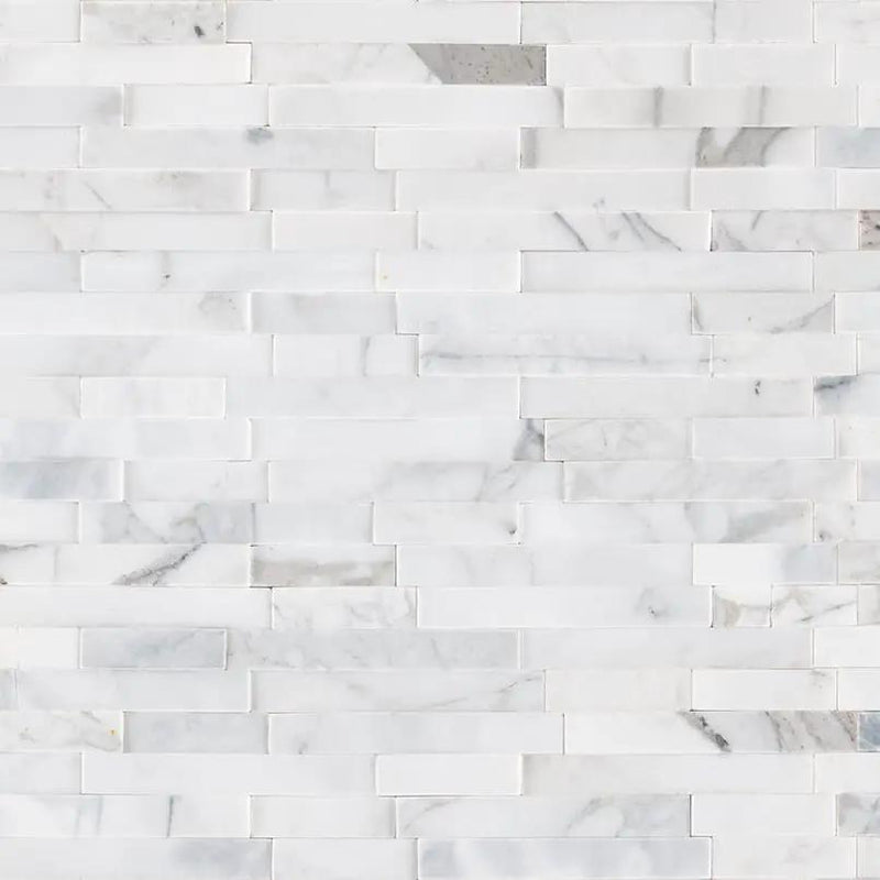 Calacatta Marbella Peel And Stick Honed Pattern Marble Mosaics close up