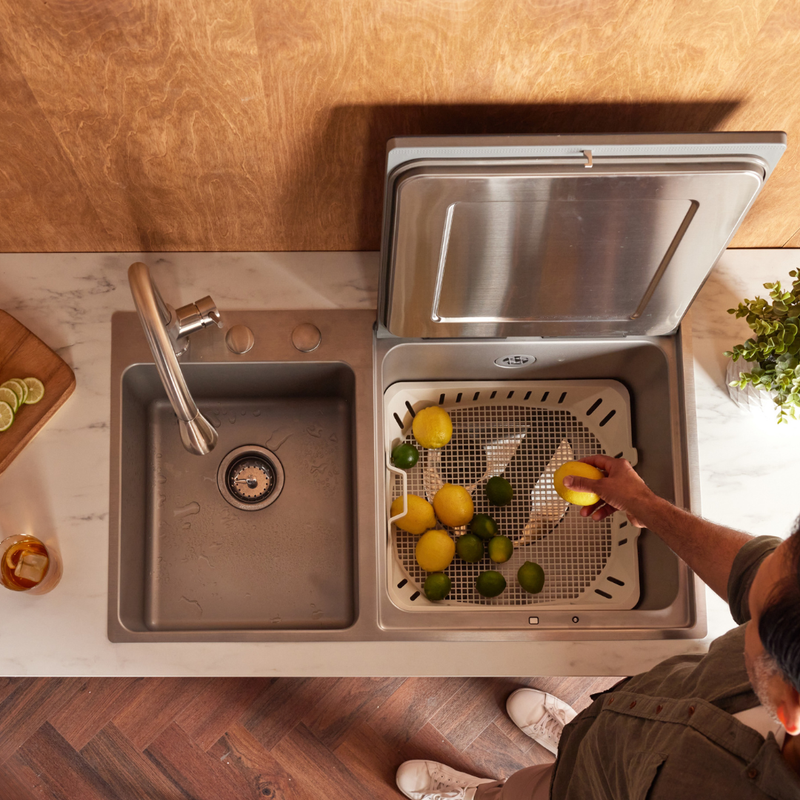 VersaWash™ 3-in-1 In-Sink Produce Cleaner and Dishwasher | SD2F-P5, installed in a room