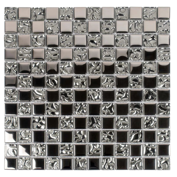 Silver 12x12 Glossy Square Glass Mosaic Tile (5 pack, 4.83 sq ft/case), photo 2 of 8