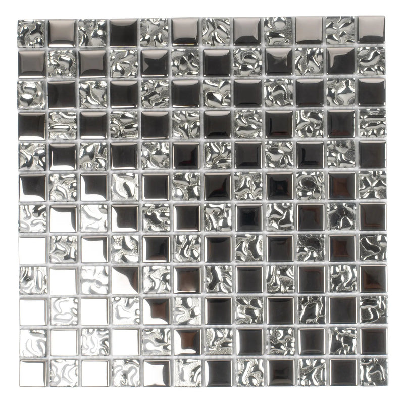 Silver 12x12 Glossy Square Glass Mosaic Tile (5 pack, 4.83 sq ft/case) by Apollo Tile
