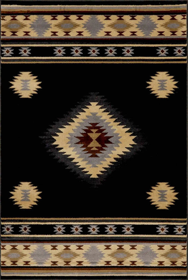 Buckhaven Black Southwestern Area Rug