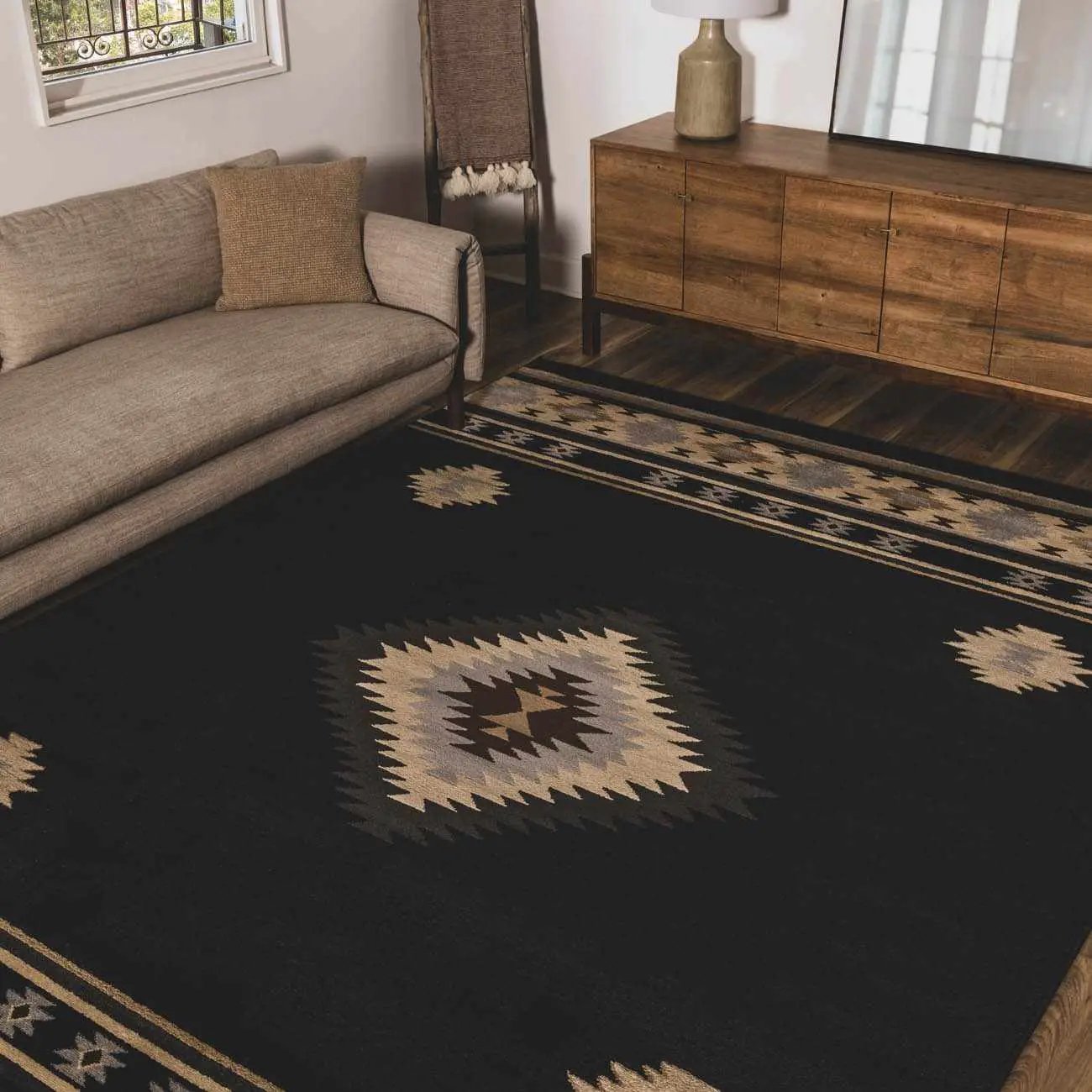 Buckhaven Black Southwestern Area Rug by Boutique Rugs