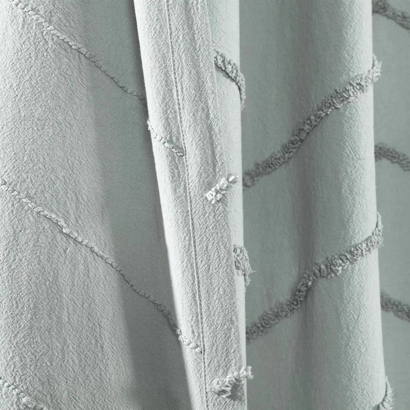 72-inch Pastel Blue Chenille Cotton Shower Curtain with Chevron Pattern by HomePacific
