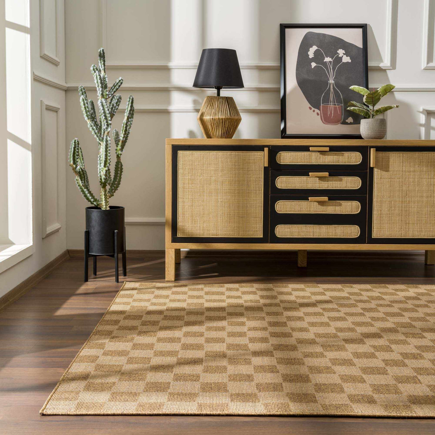 Kuval Checkered Brown Outdoor Rug by Boutique Rugs