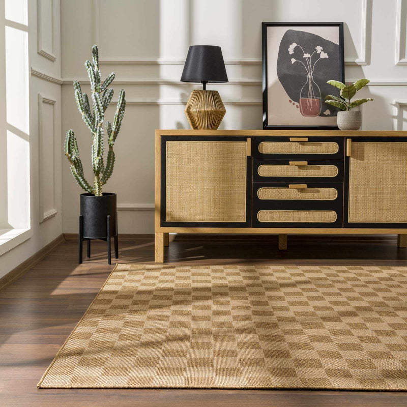 Kuval Checkered Brown Outdoor Rug by Boutique Rugs