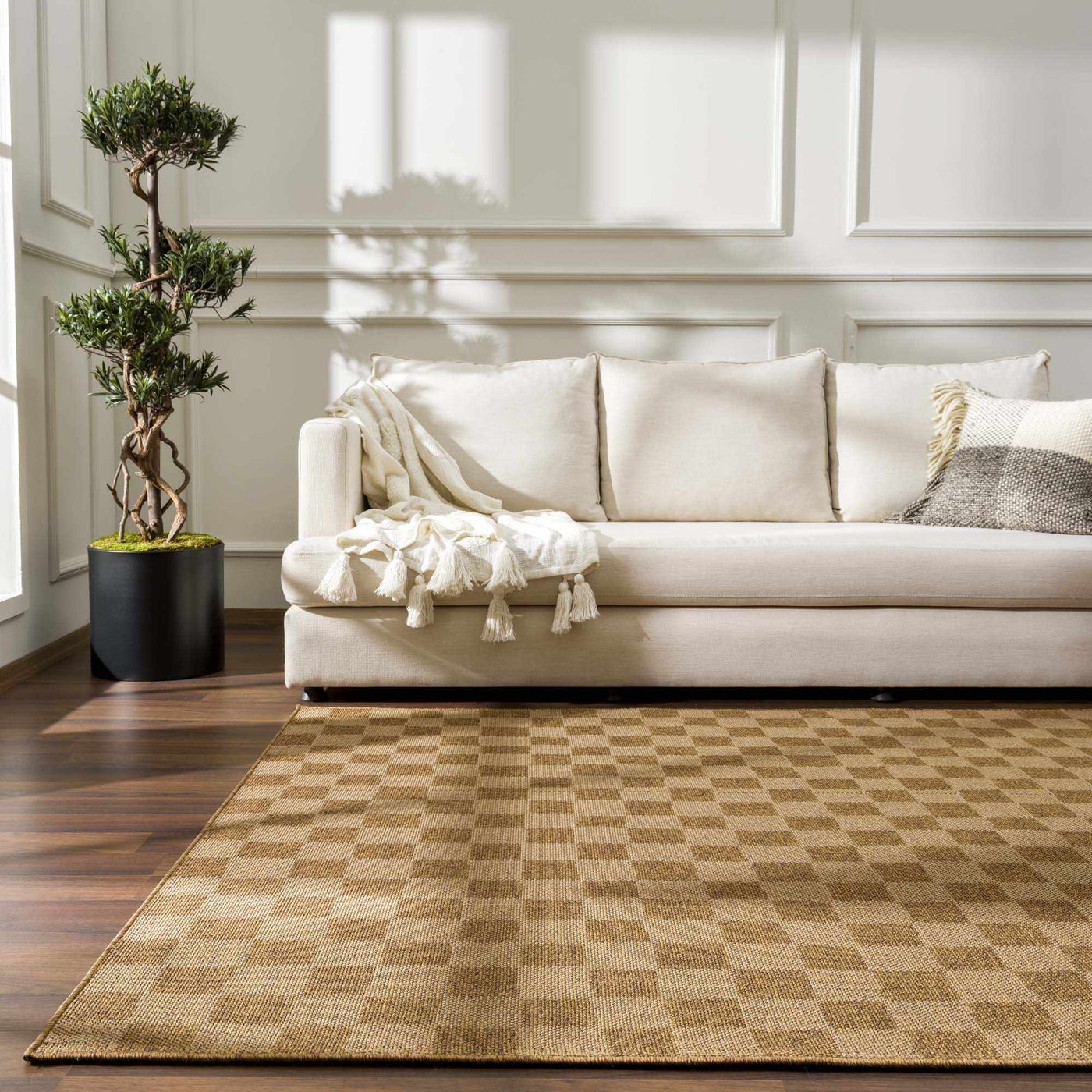 Kuval Checkered Brown Outdoor Rug by Boutique Rugs