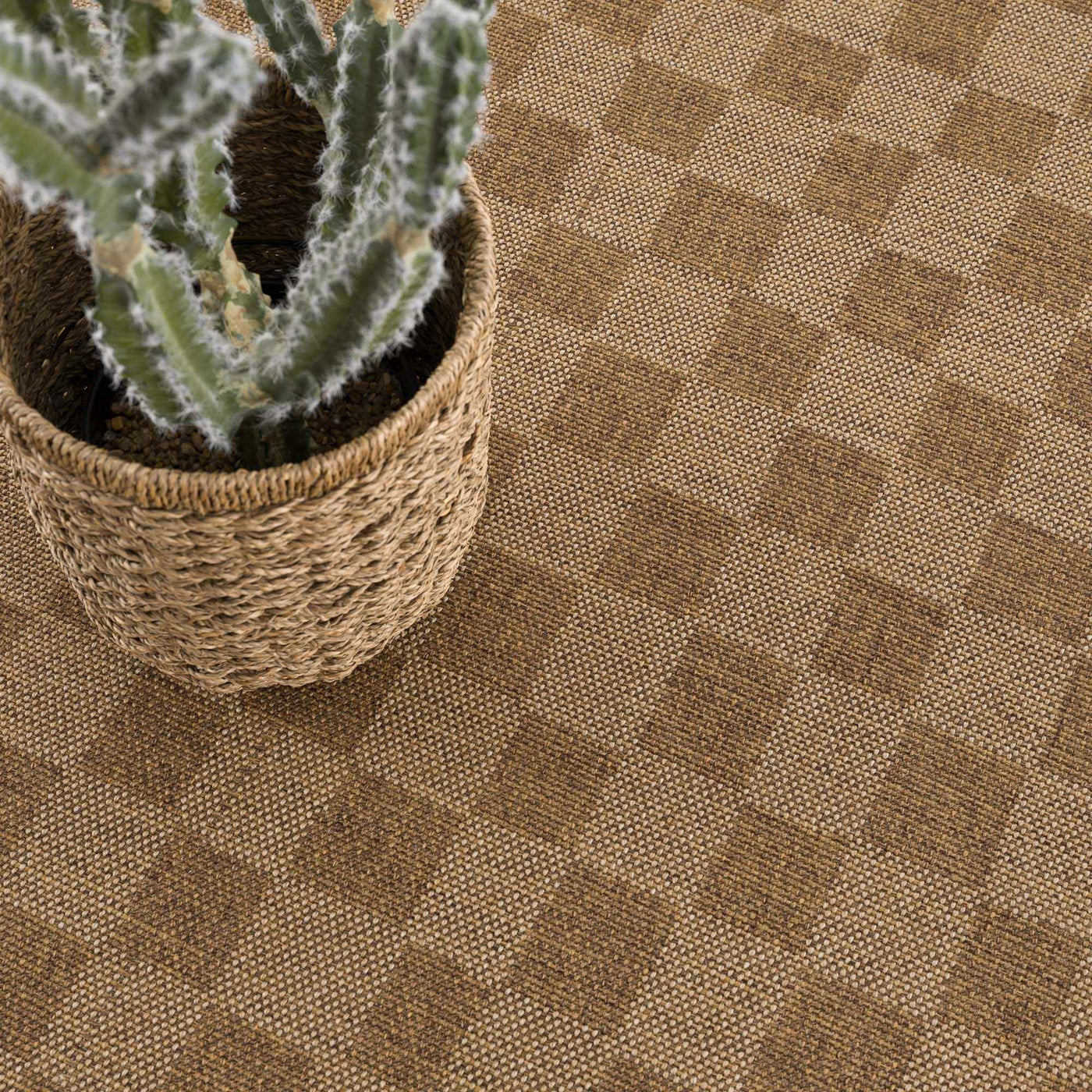 Kuval Checkered Brown Outdoor Rug by Boutique Rugs