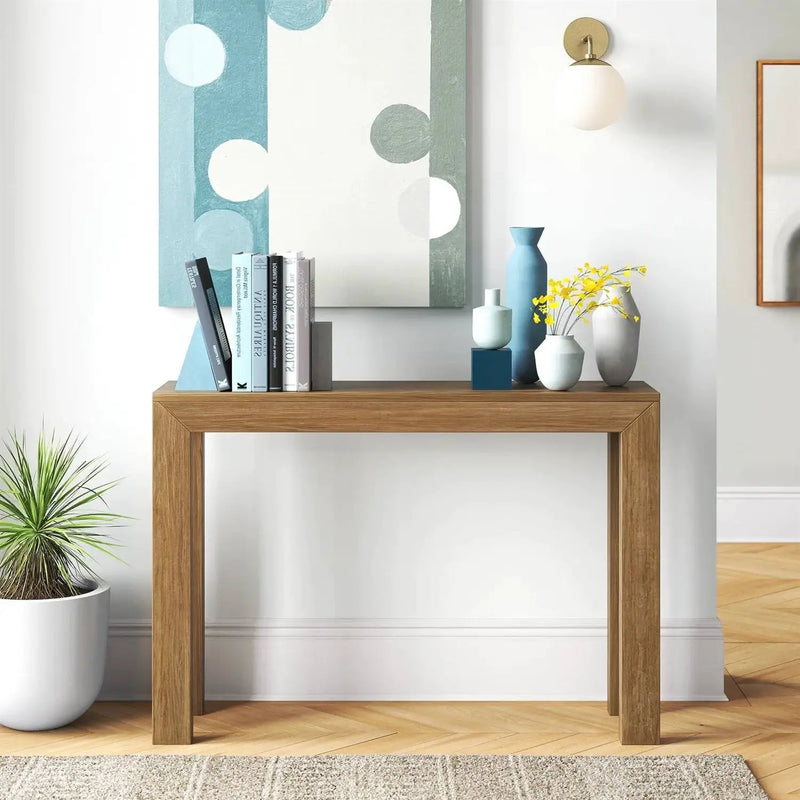 Solid Wood Modern Accent Console Table / Sofa Table in Medium Brown Pecan Finish by HomePacific