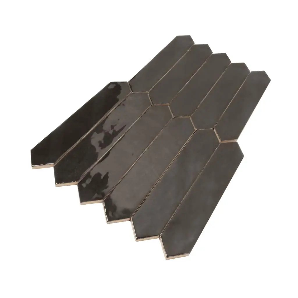 Black 2x10 Glossy Picket Ceramic Tile (23 pack, 2.37 sq ft/case) by Apollo Tile