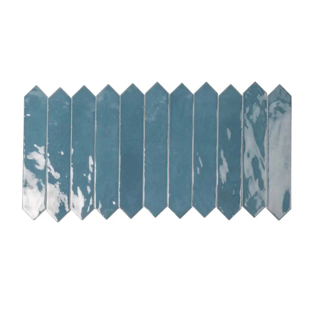 Teal Blue 2x10 Glossy Picket Ceramic Tile (23 pack, 2.37 sq ft/case) by Apollo Tile