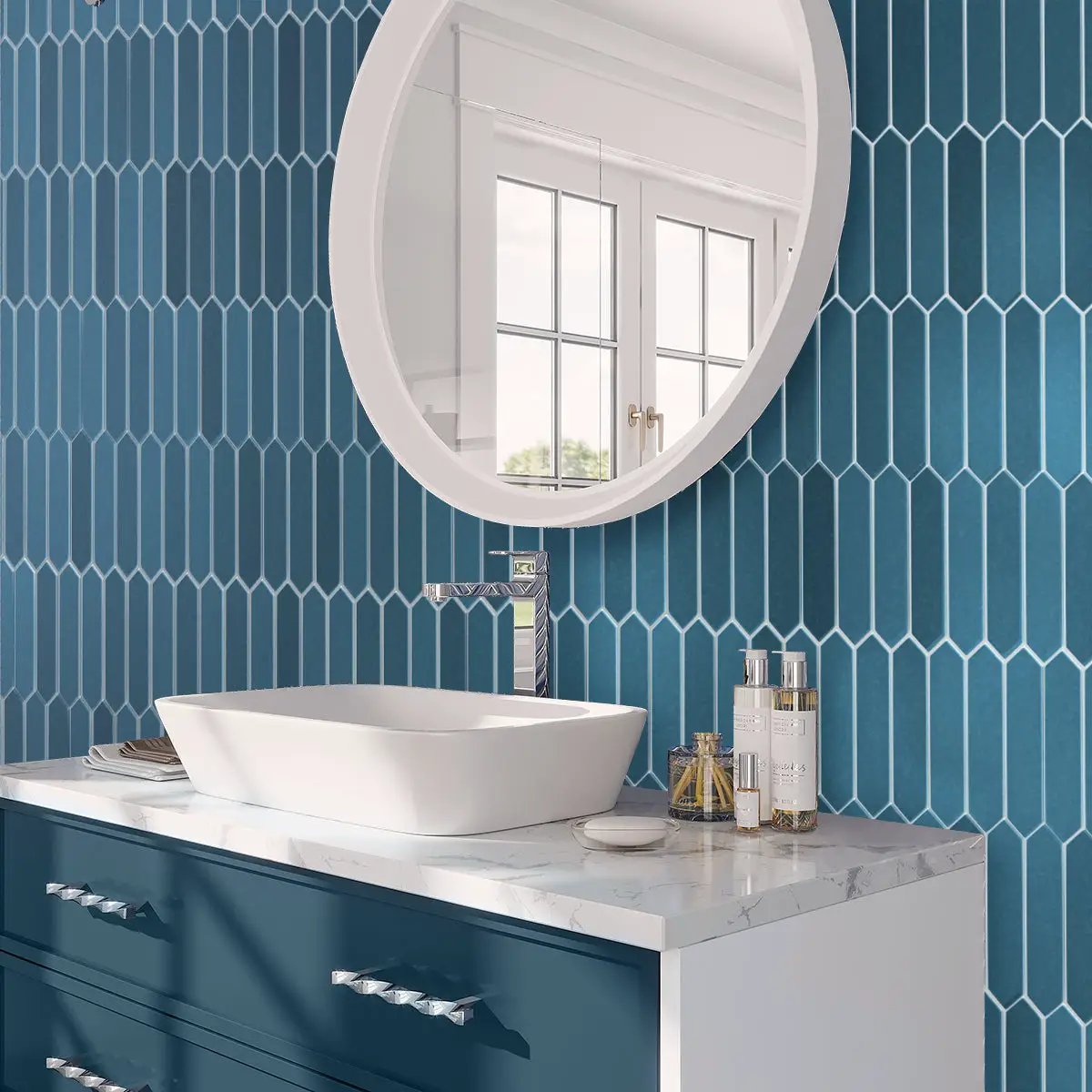 Teal Blue 2x10 Matte Picket Ceramic Tile (23 pack, 2.37 sq ft/case) by Apollo Tile