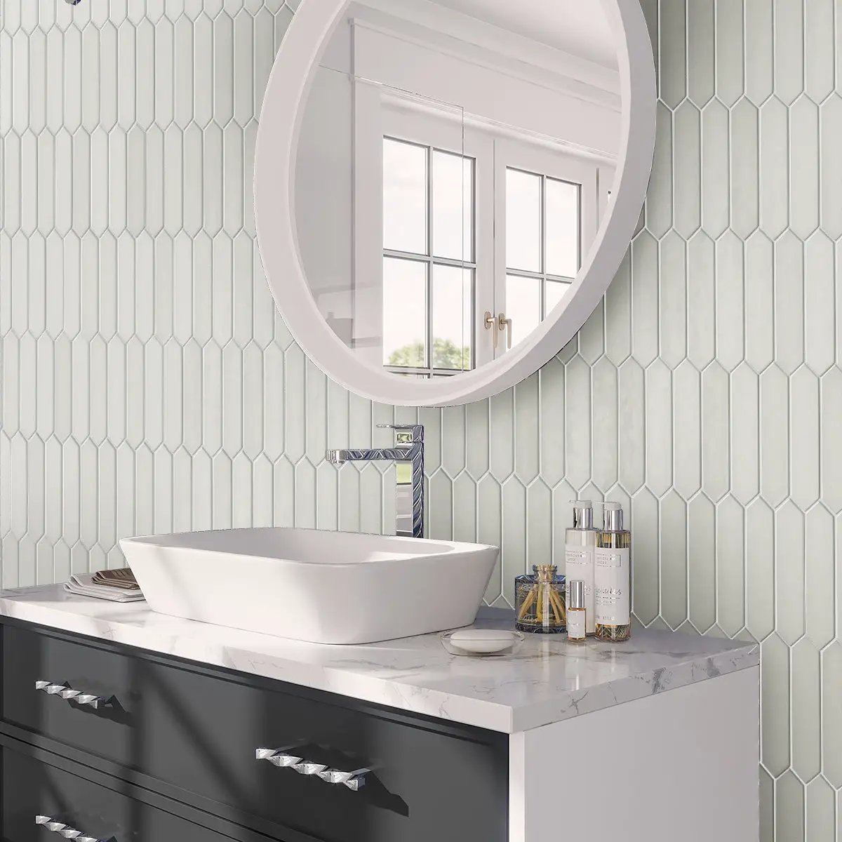 Pearl White 2x10 Matte Picket Ceramic Tile (23 pack, 2.37 sq ft/case) by Apollo Tile