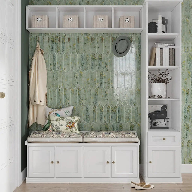 Moss Green 2x10 Glossy Picket Ceramic Tile (23 pack, 2.37 sq ft/case) by Apollo Tile