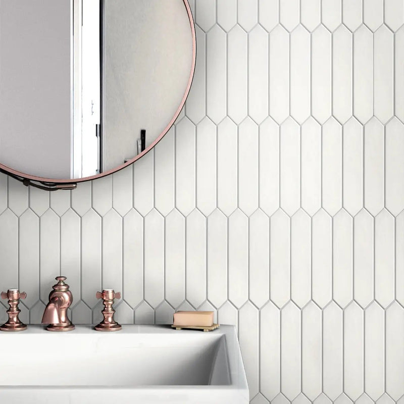 Cotton White 2x10 Matte Picket Ceramic Tile (23 pack, 2.37 sq ft/case) by Apollo Tile