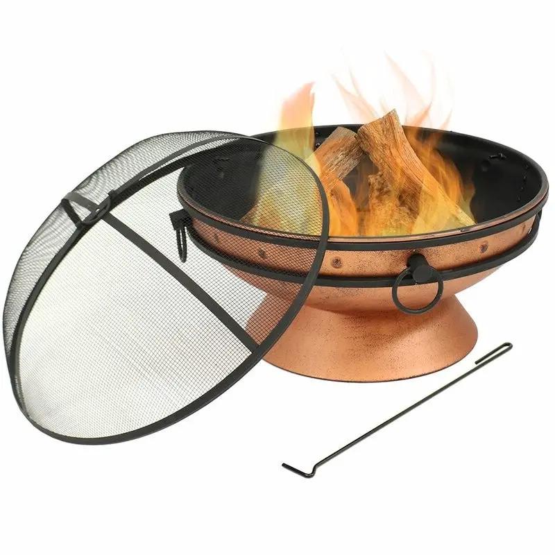 Cauldron Steel Wood Burning Fire Pit with Spark Screen by HomePacific