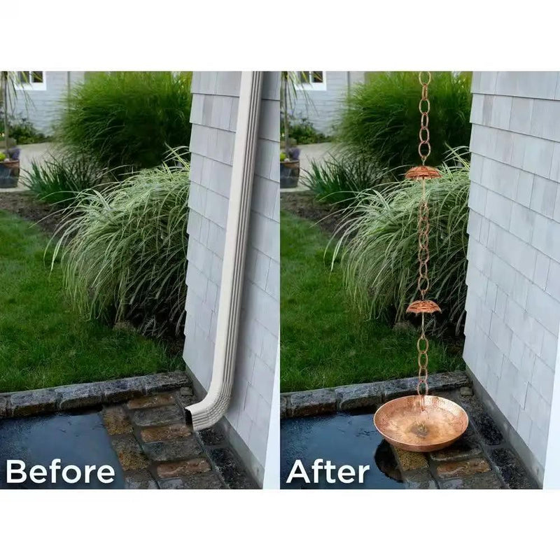 8.5 ft. Copper Umbrella Rain Chain Gutter Downspout with Brass Accessories by HomePacific