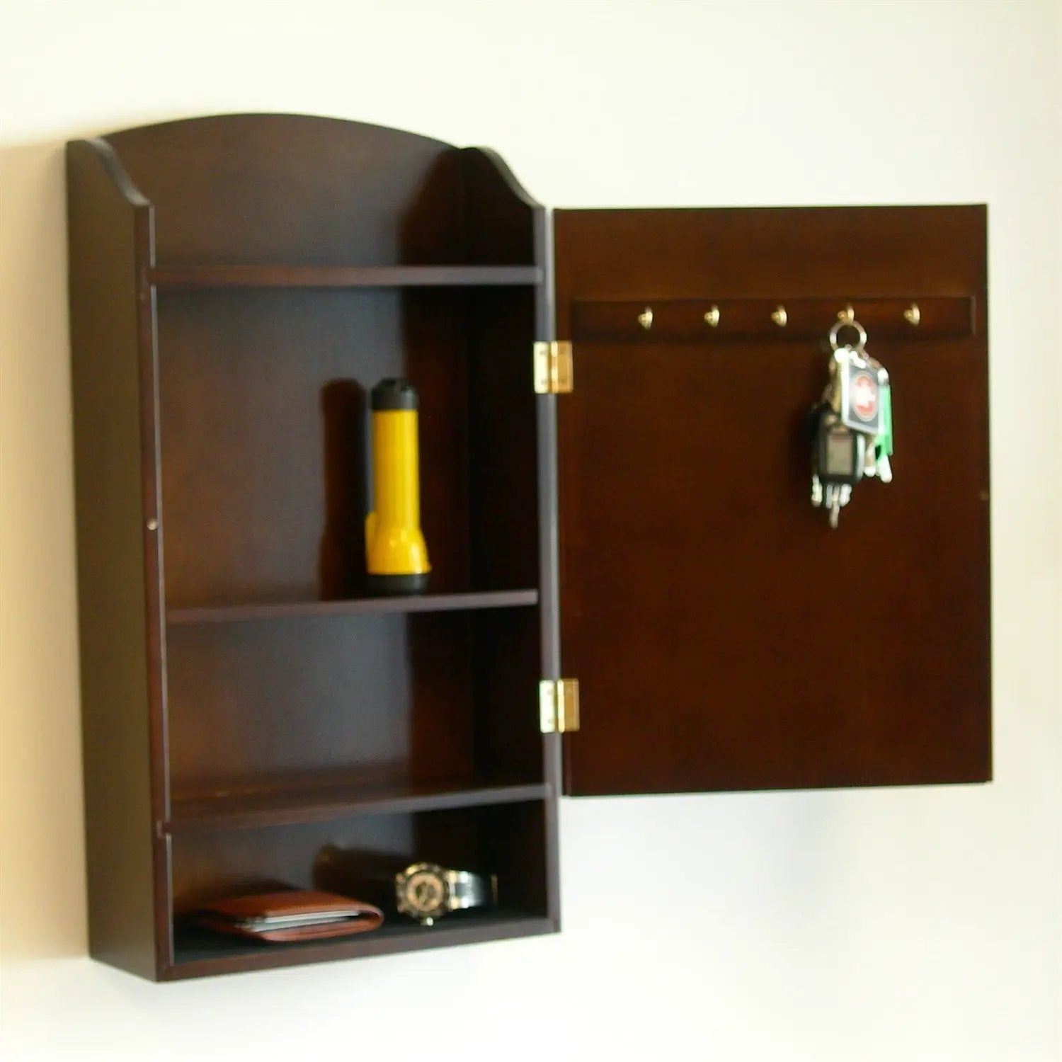 Door / Wall Mount Organizer Letter Holder Mail Sorter in Dark Walnut by HomePacific