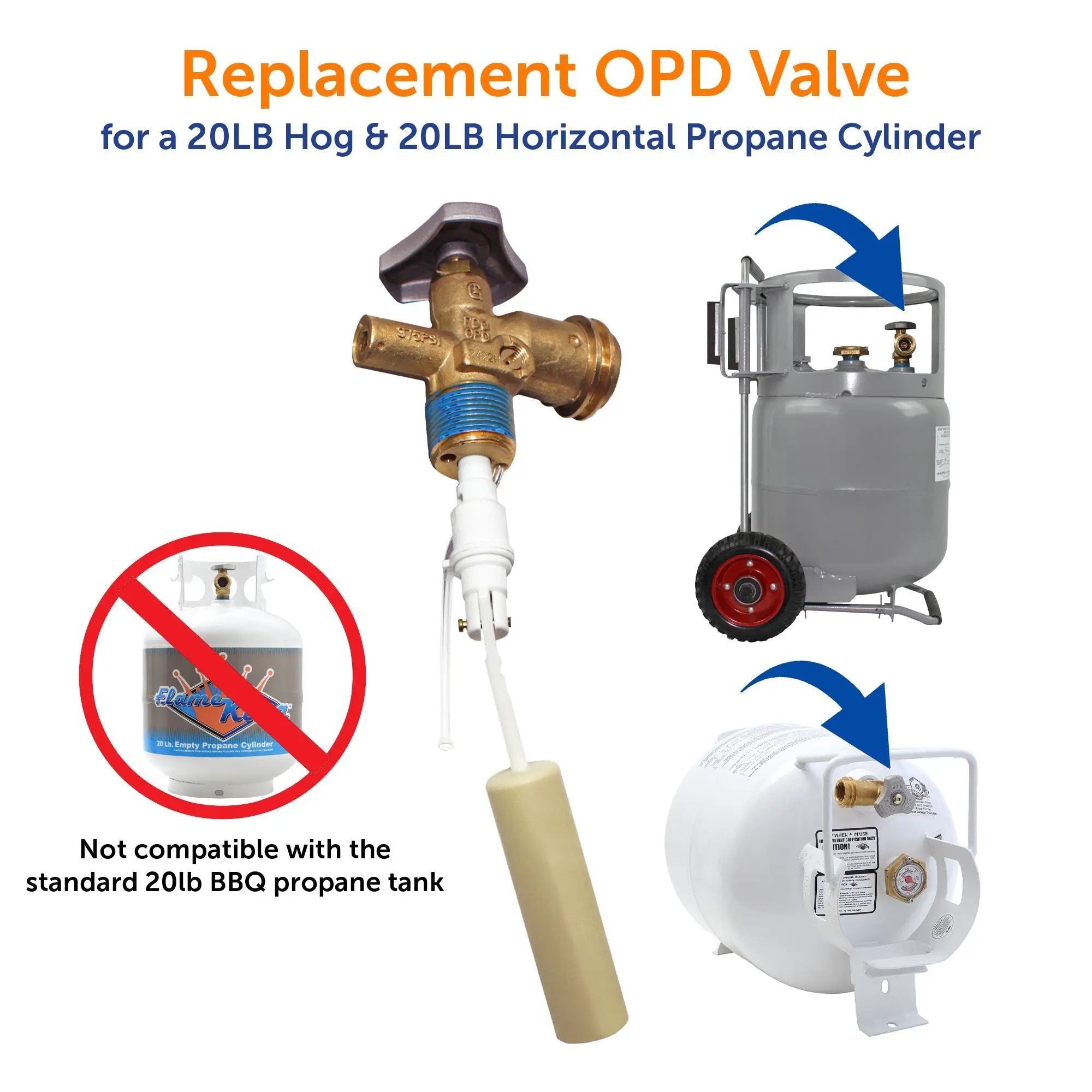 Flame King 20lb OPD Valve For Hog or Horizontal Propane Cylinder by Flame King Products